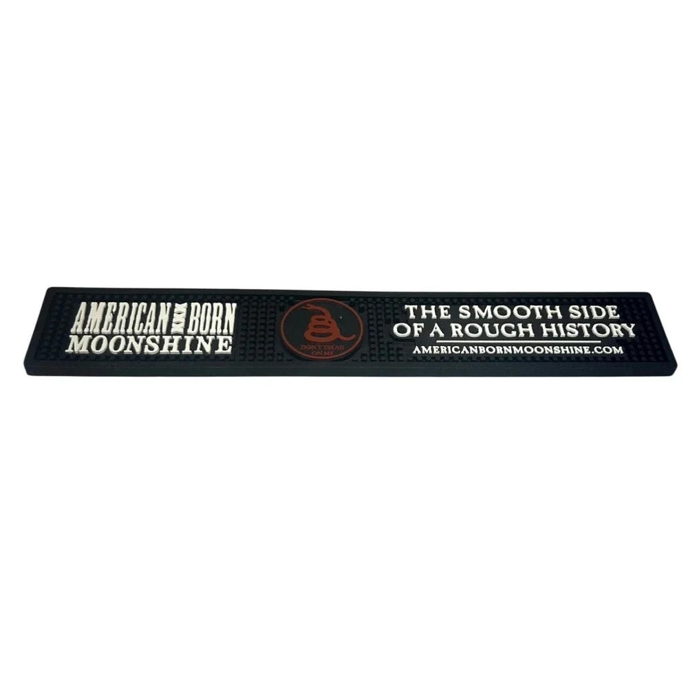 American Born Moonshine Bar Mat Dont Tread On Me Rubber Spill Rail Service Black